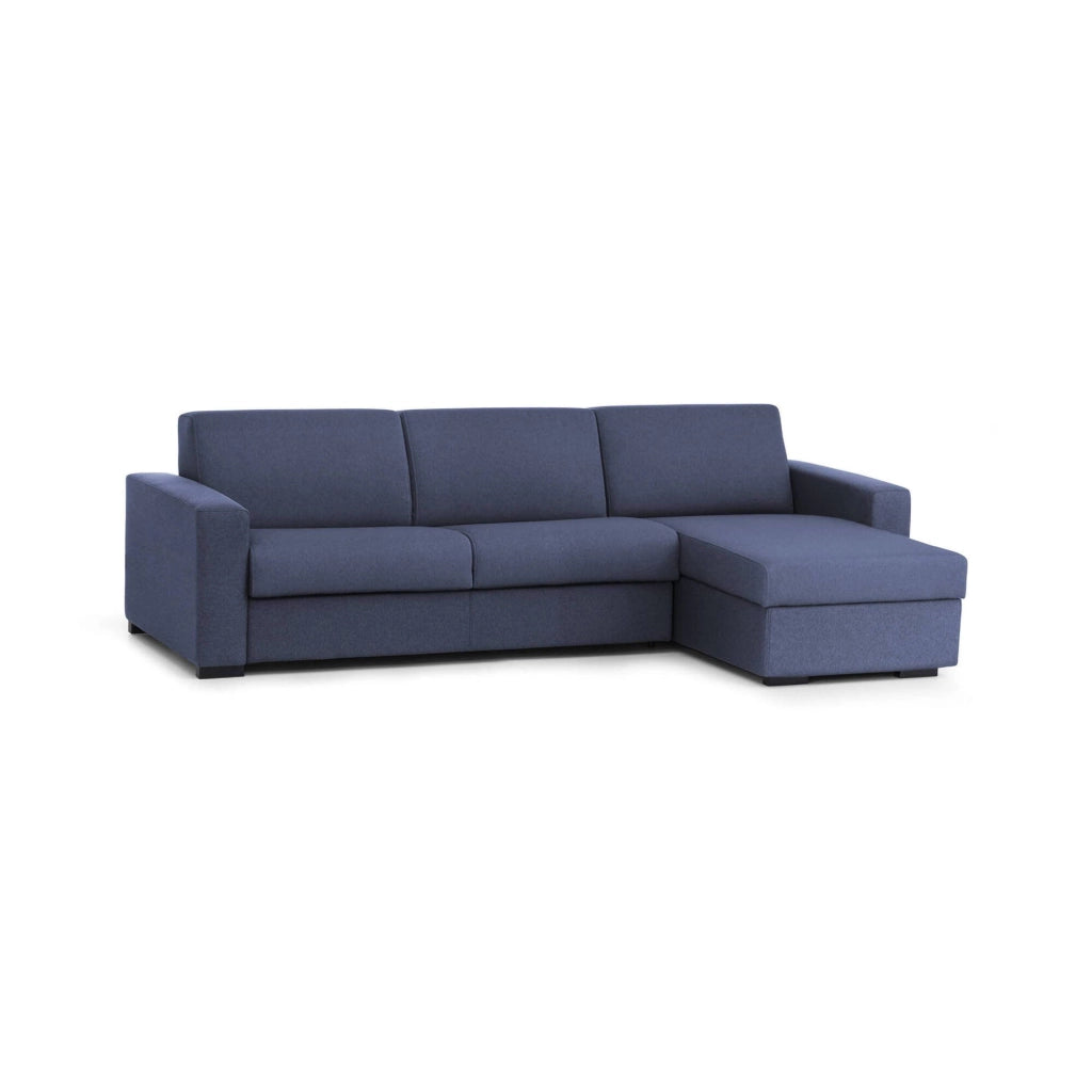 Allegria, Divano Letto con Penisola Sfoderabile Made in Italy, 260x95 cm blu