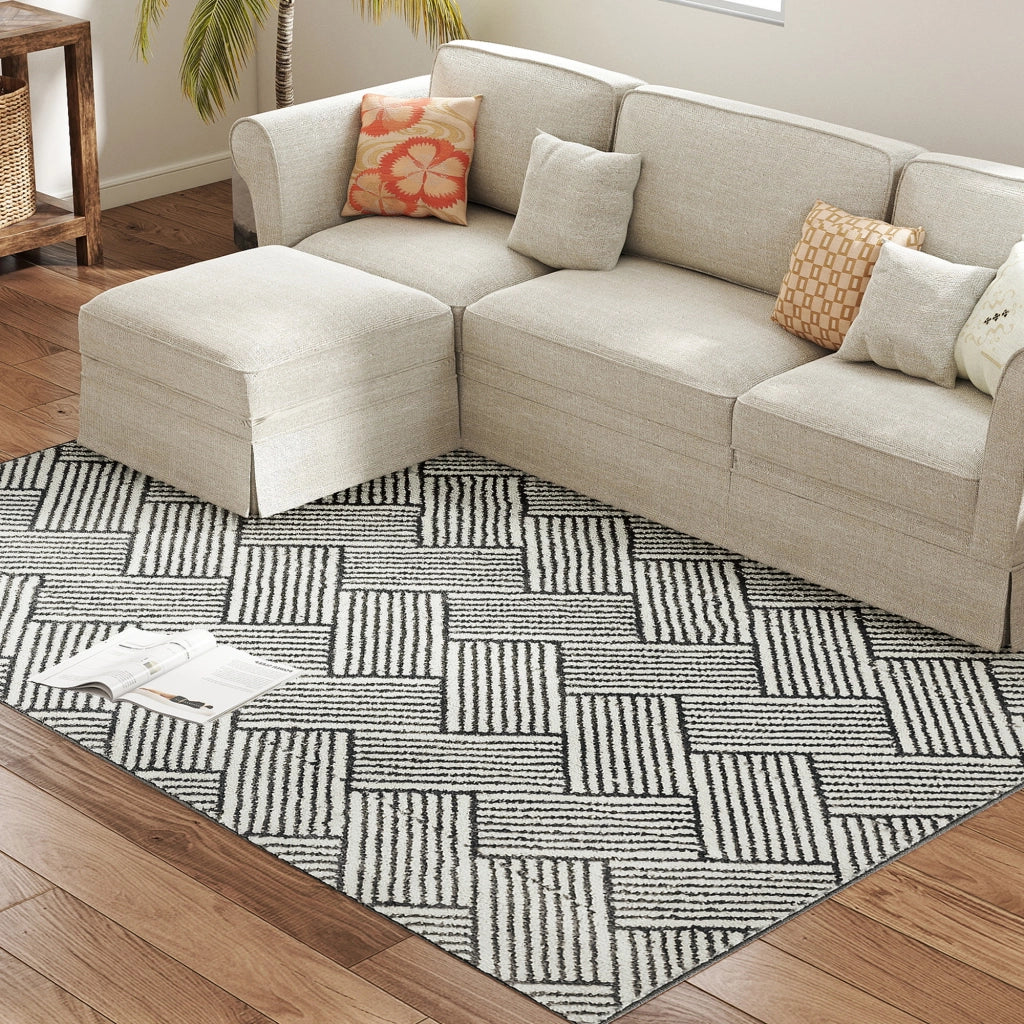 Tappeto 200x140 cm pelo corto lavabile in lavatrice ¨C Zephmum ¨C Grigio