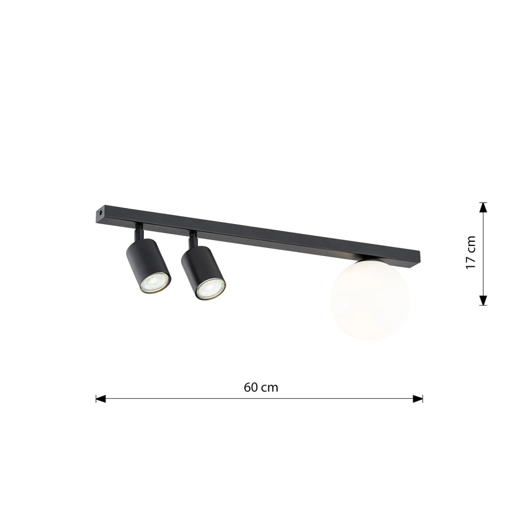 Plafoniera Minimal 3 Luci Sobek In Acciaio Nero E14+Gu10