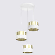 Lampada a sospensione Lux in acciaio bianco e oro