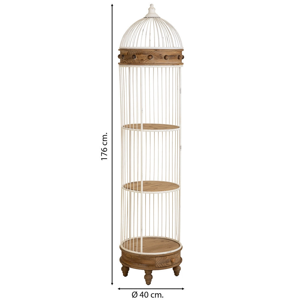 Scaffale in legno bianco e metallo a 3 ripiani 40x40x176h cm