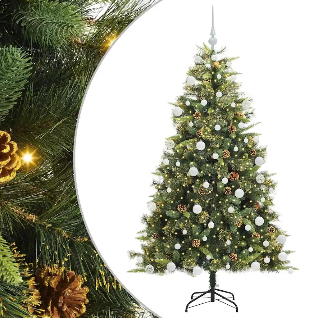 Albero di Natale artificiale pieghevole con coni Verde 180 cm 3395092