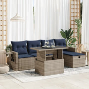 Set Divano Giardino 6 pz con Cuscini Marrone Polyrattan Acacia