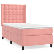 Letto singolo | Letto per adulti | Giroletto a Molle con Materasso Rosa 80x200 cm in Velluto