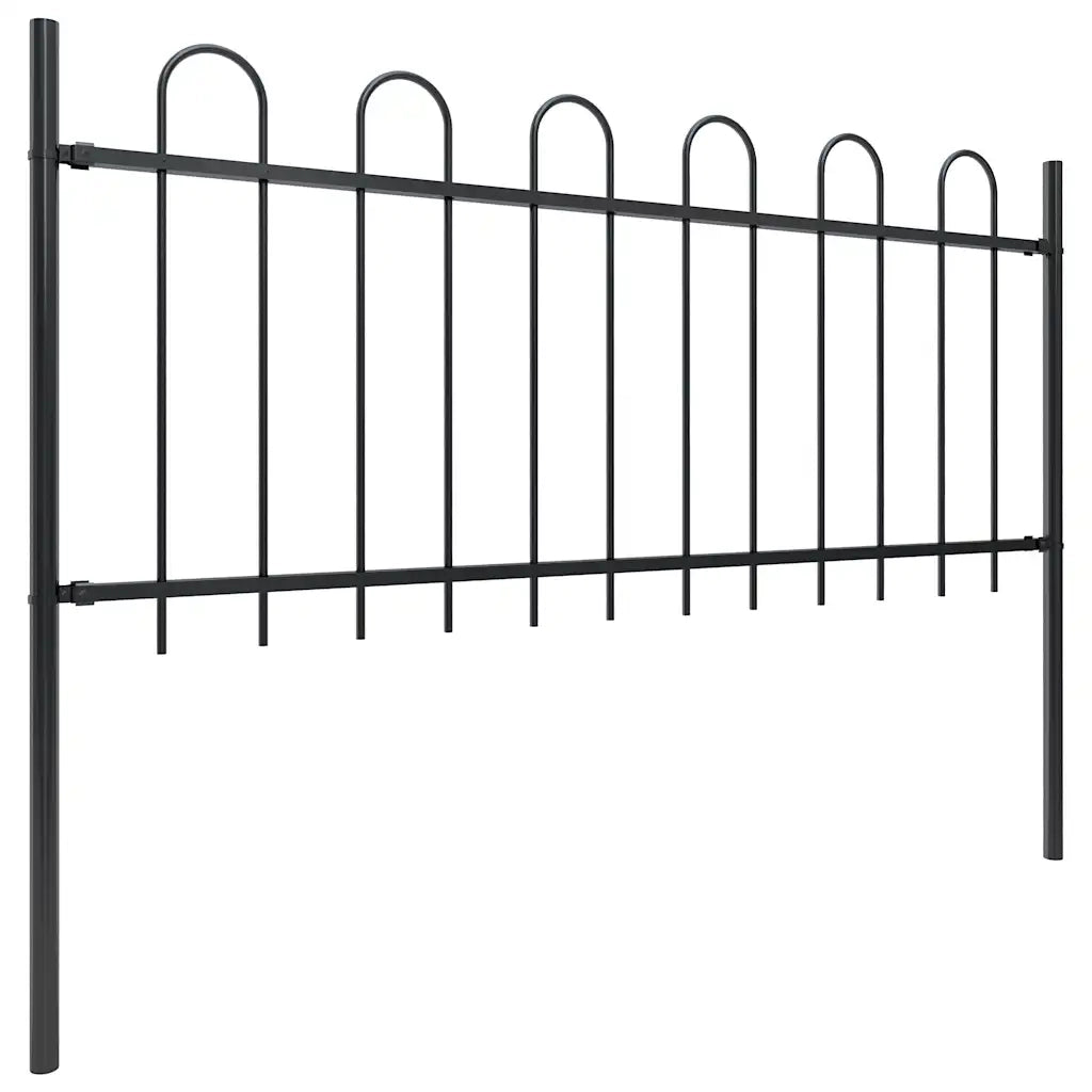 Recinzione da Giardino BOXTEL con Parte Superiore ad Anello in Acciaio 170x100 cm Nero 144930