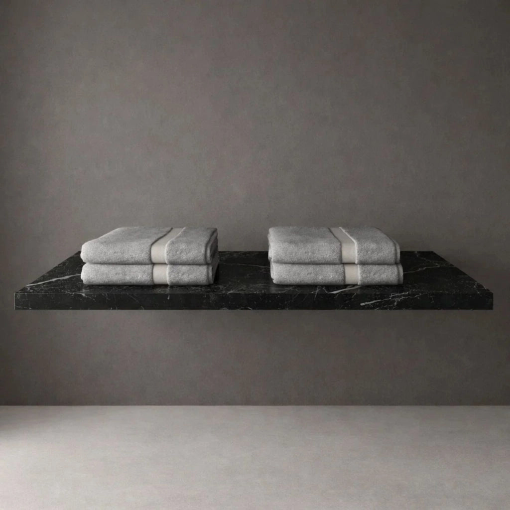 Mensola inferiore lavabo sospeso freya in artificial stone nero e bianco venato *** finitura- nero, confezione 1