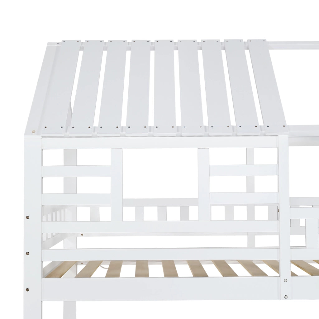 DESMIU Letto a Castello 2 Posti con Scala Contenitore, Scivolo e Cassetto 90 × 200 cm, senza Materasso