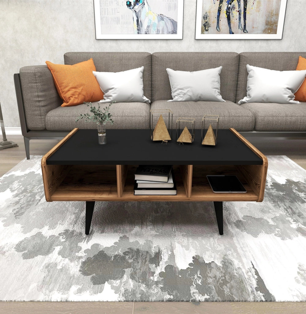 Tavolino da caffè in legno "Line" - 90 x 56 x 40 cm - Noce chiaro