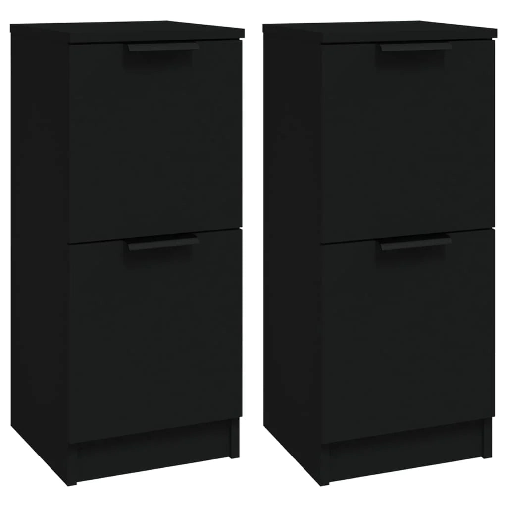 Buffet credenza cassettiera armadio mobile contenitore organizer per cucina soggiorno salotti set da 2 30 x 30 x 70 cm legno ingegnerizzato nero 02_0036893