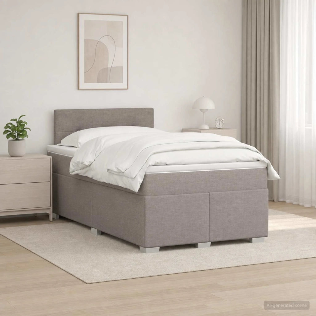 Letto box spring con materasso Tortora 120 x 190 cm Tessuto 3450436
