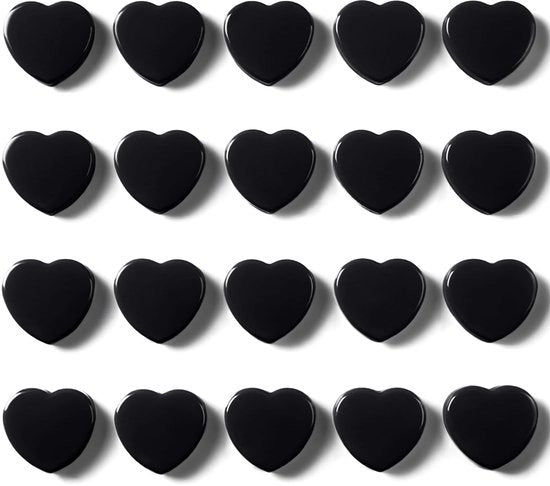 Magnetici per lavagne, magneti forti a forma di cuore - 20 pezzi di piccoli magneti per frigorifero neri - piccoli magneti decorativi per parete magnetica e cucina - magneti forti per lavagne e bacheche