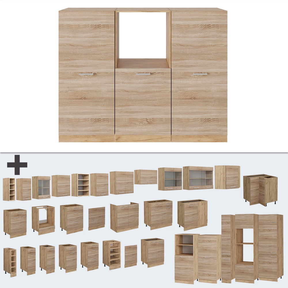 Vicco Cucine componibili piccole Rovere Sonoma/Goldkraft 180 cm senza piano di lavoro
