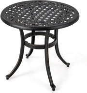 Tavolo da bistrot rotondo, da giardino, in alluminio pressofuso, 60 cm di diametro, con telaio in metallo, per giardino, terrazze, balcone