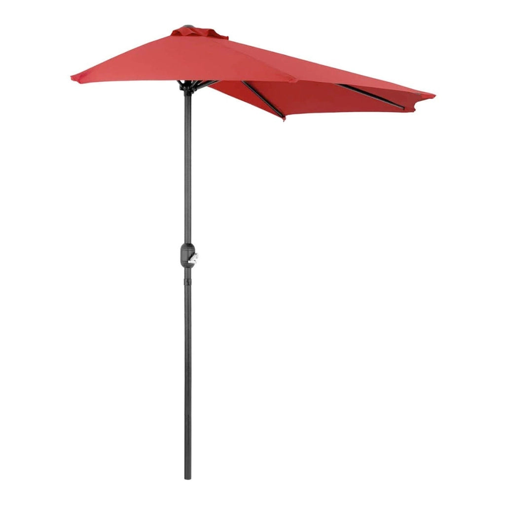 Mezza Luna - Ombrellone a mezza luna con palo centrale da Ø38 mm e telo in poliestere da 180gr/mq con airvent. Ombrellone da balcone o terrazzo rosso L300xP150xH250 cm