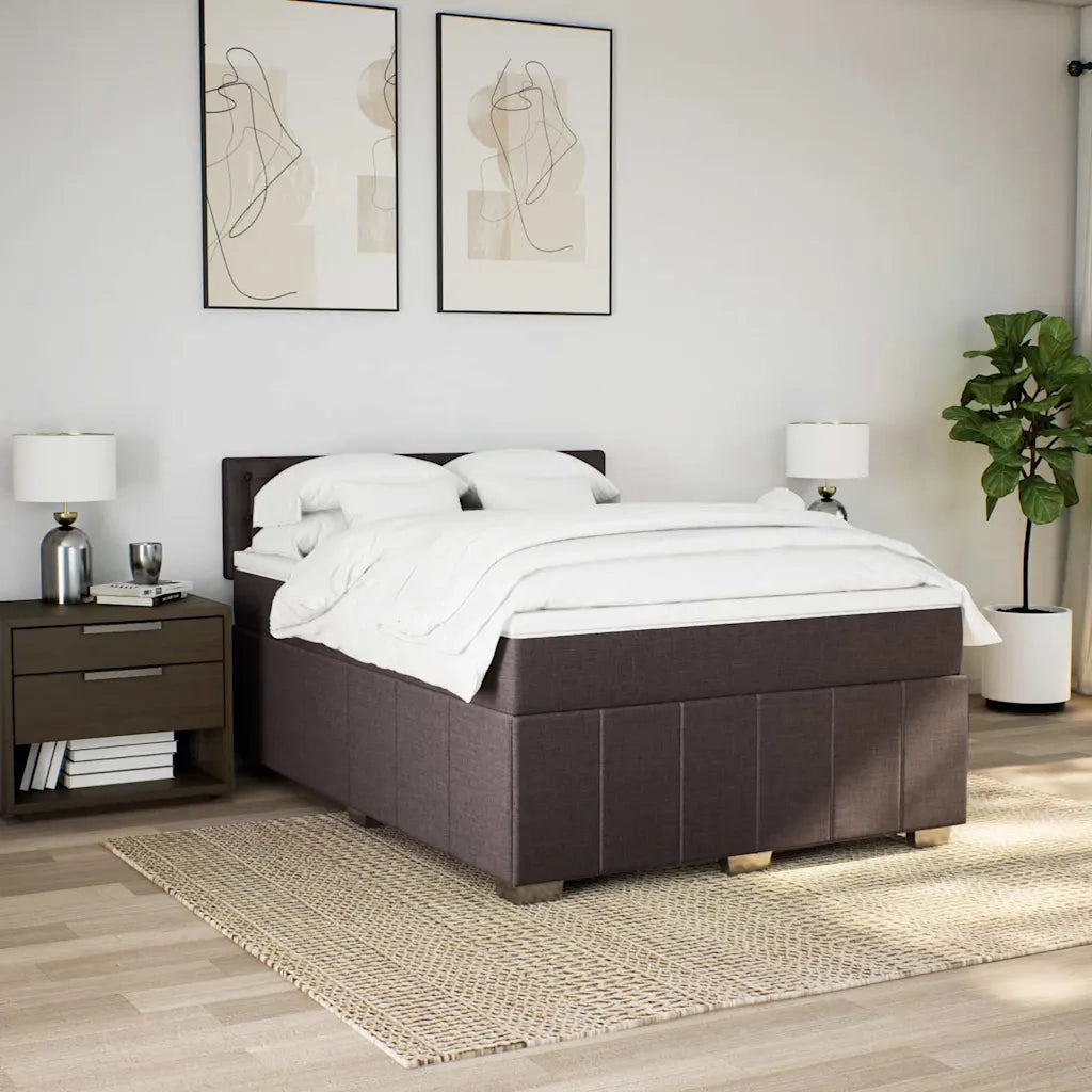 vidaXL Giroletto a Molle con Materasso Marrone Scuro 140x190cm Tessuto