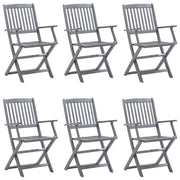 Sedie da Giardino Pieghevoli 6 pz con Cuscini Massello Acacia 3065420