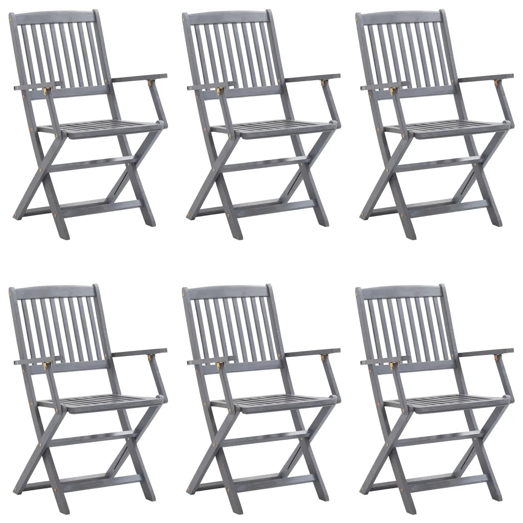 Sedie da Giardino Pieghevoli 6 pz con Cuscini Massello Acacia 3065420