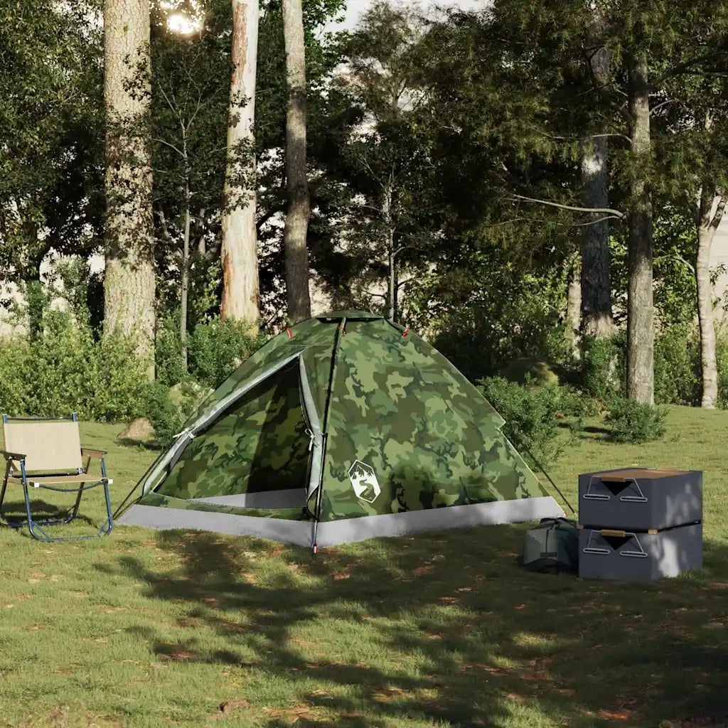 Tenda da Campeggio a Cupola 2 Persone-Tenda per Escursionismo Mimetica Impermeabile 388745