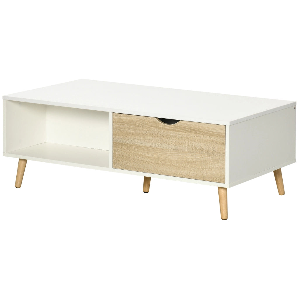 Tavolino da caff¨¨ con cassetti e ripiani ¨C zephmum ¨C 106x58x39,5 cm bianco