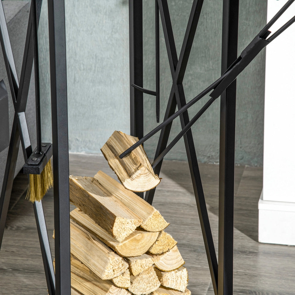Porta Legna da Esterno ¨C Zephmum ¨C 34x34x111 cm Nero Metallo