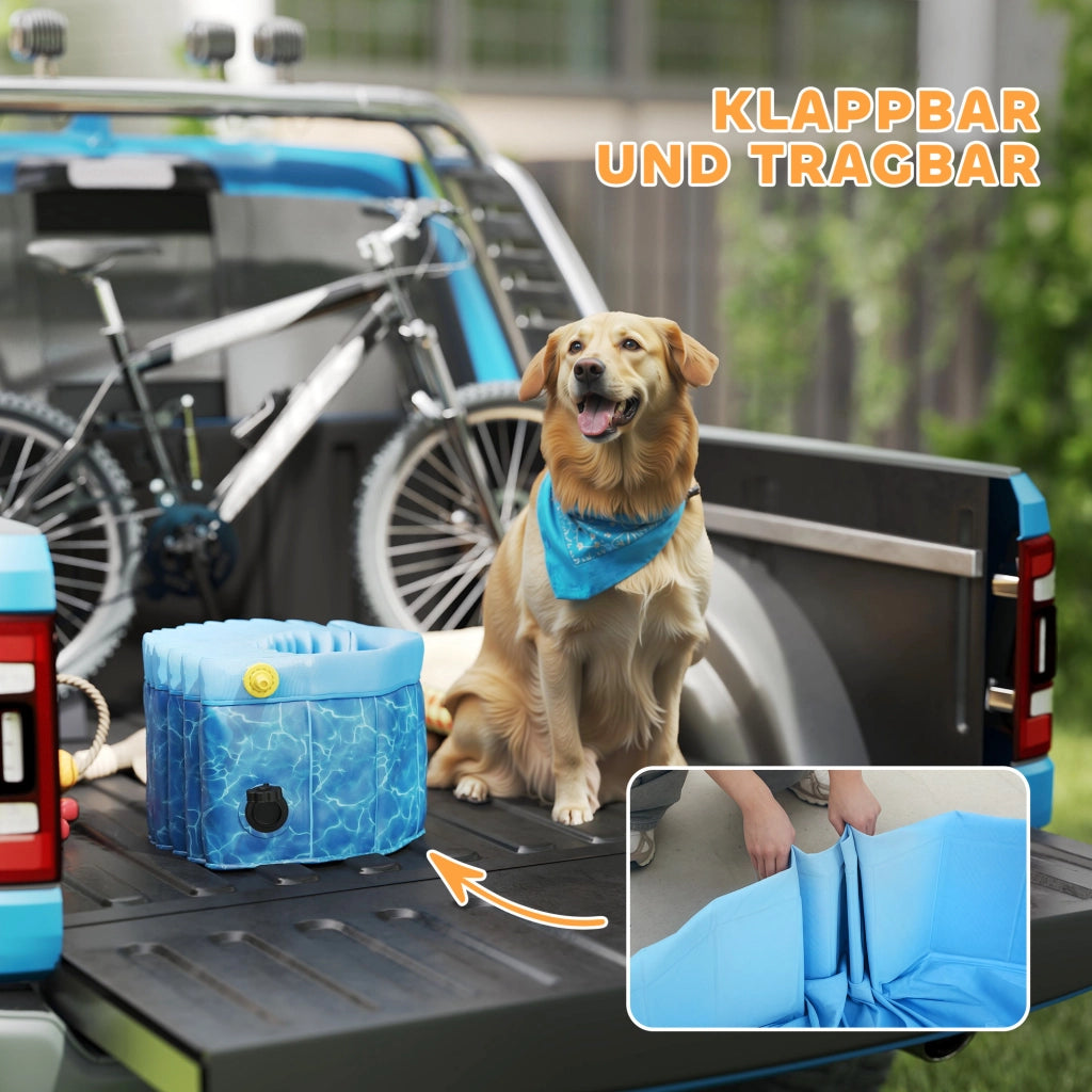Piscina per Cani Pieghevole ¨C Zephmum ¨C Blu ?120x30 cm
