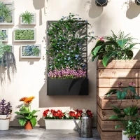 Fioriera Rialzata con Traliccio Decorativo per Rampicanti, da Terra e Parete, 61x23x113 cm, Nero