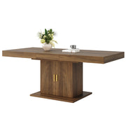 Tavolo da pranzo allungabile con vano contenitore; 1 ripiano - per sala da pranzo - in MDF e metallo - marrone