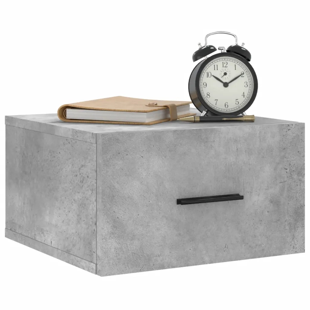 Comodino a Muro-Tavolino da notte sospeso Grigio Cemento 35x35x20 cm 882382