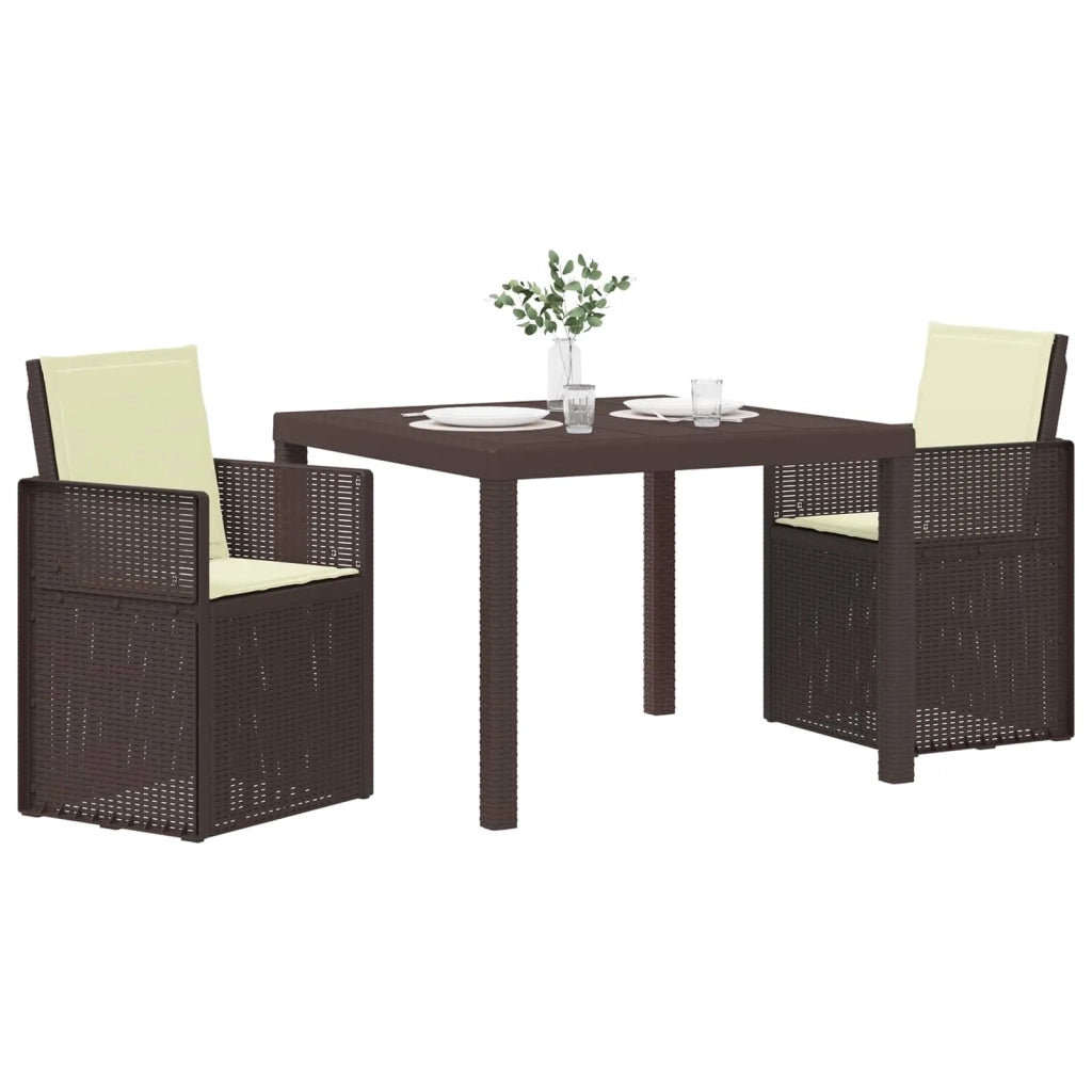 Set da Pranzo per Giardino con cuscino 3 pcs Marrone e Crema PP 3430043