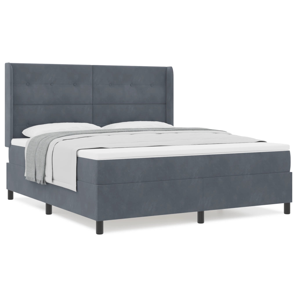 Letto con Box Spring e Materasso Grigio Scuro 180x200 cm in Velluto