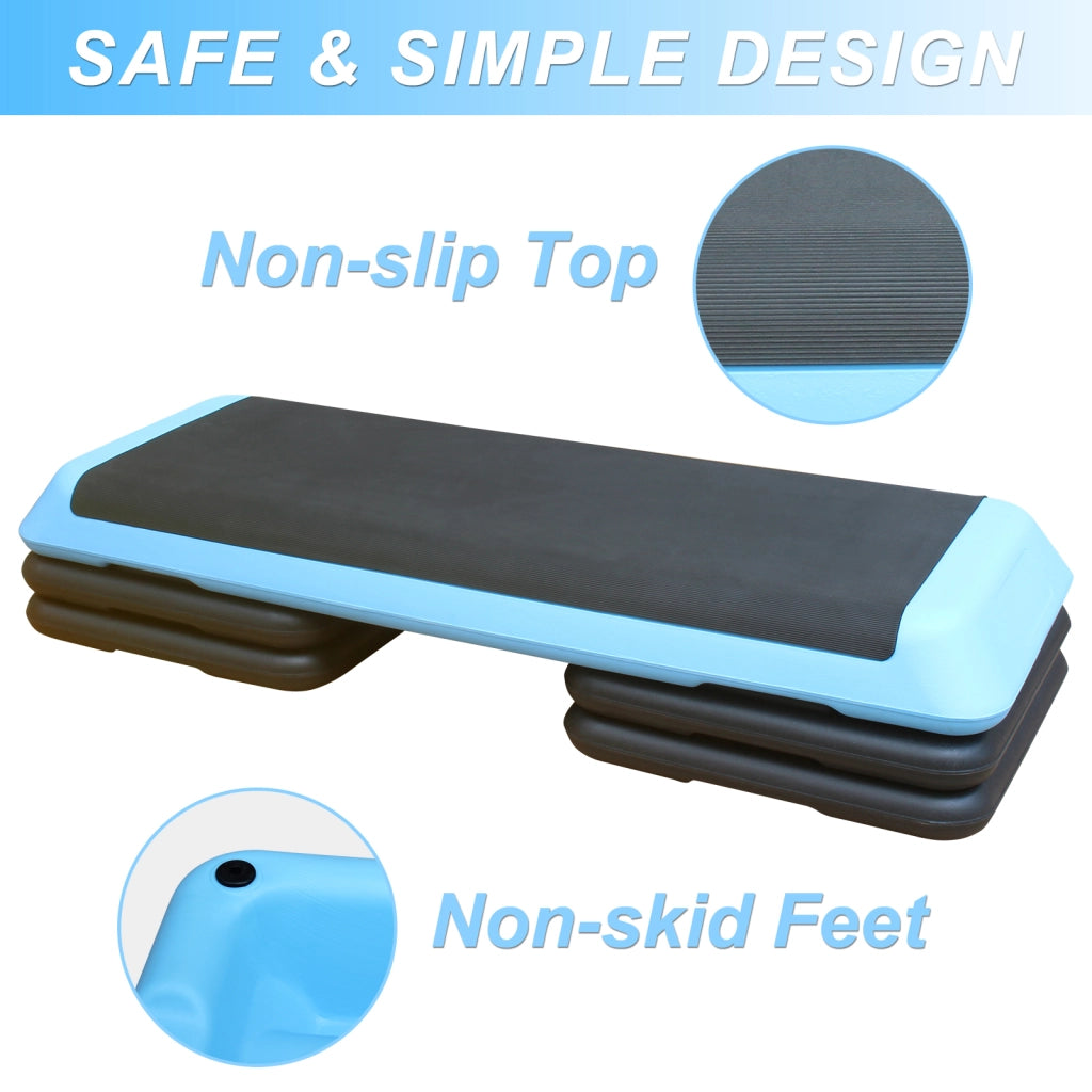 Piattaforma step aerobica ¨C Minimal ¨C 110cm, altezza regolabile, blu
