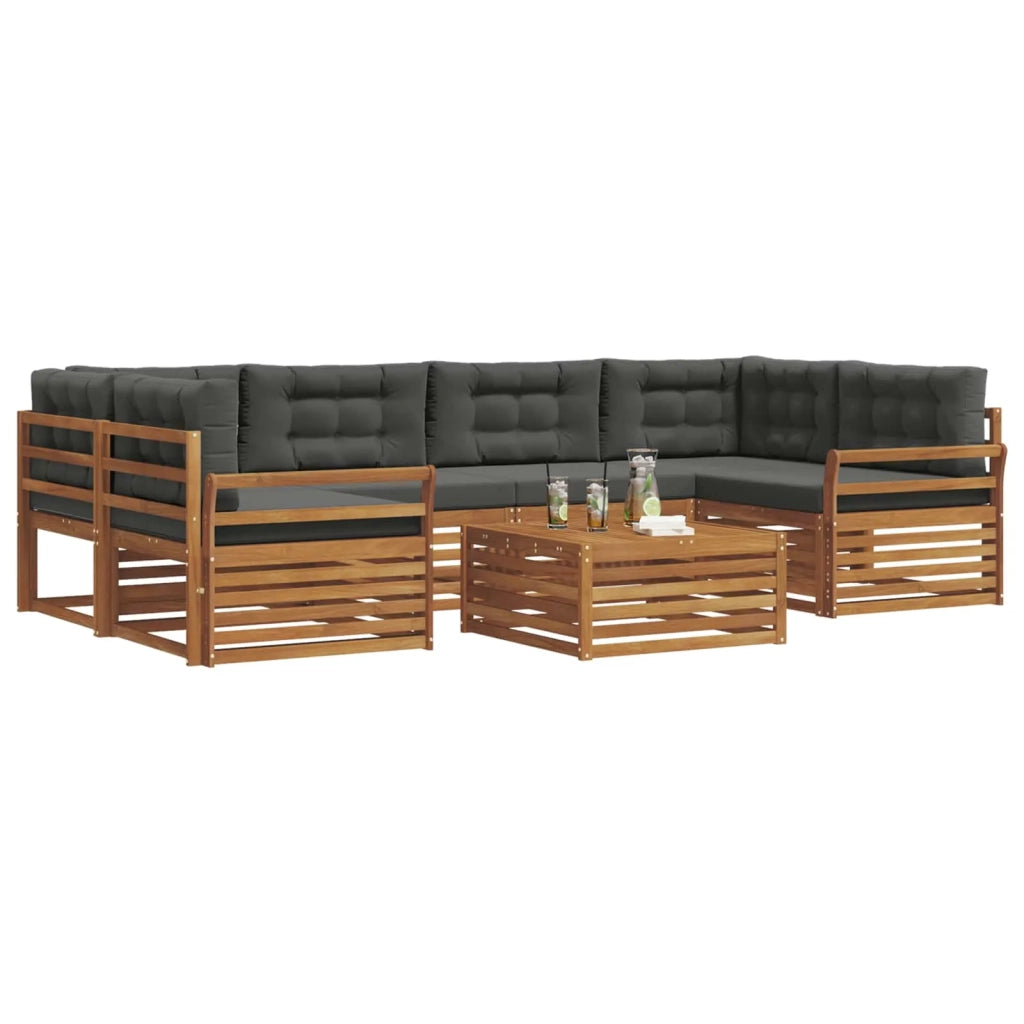 Set di divani da esterno con cuscino 7 pcs Naturale e Antracite 3373102