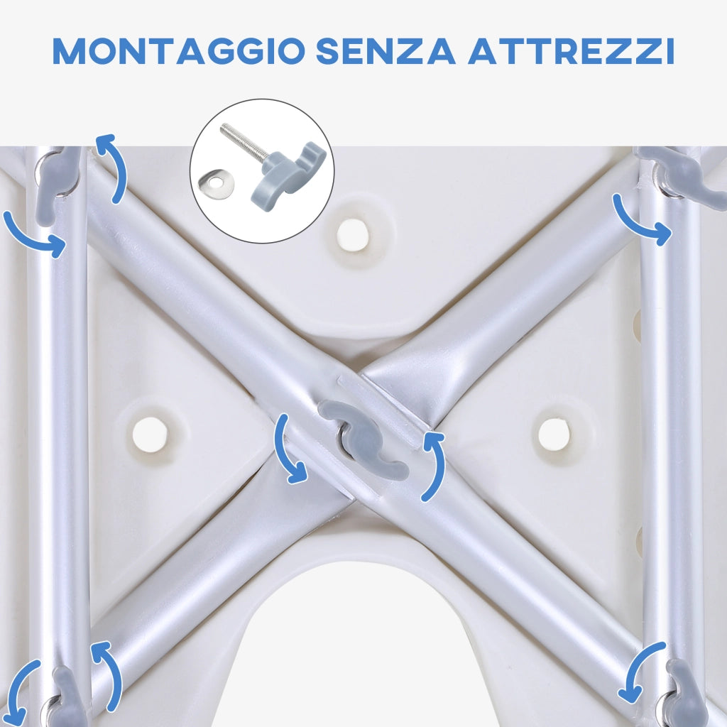 Sedia Doccia Regolabile in Altezza ¨C Zephmum ¨C Bianco Argento Alluminio PE 48x42x71-83.5 cm