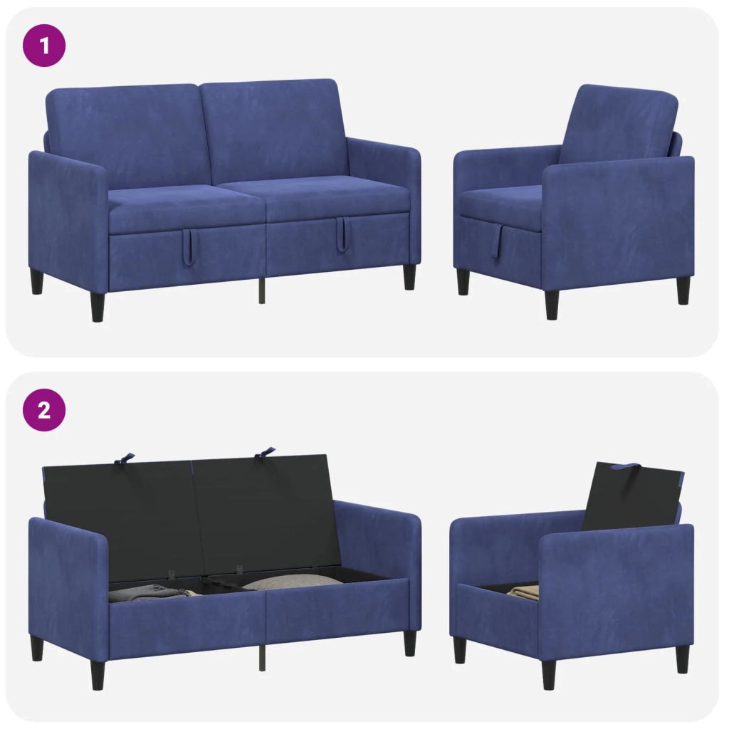 Set di Divani con Storage 2 pz Blu Polizia Poliestere 3429202