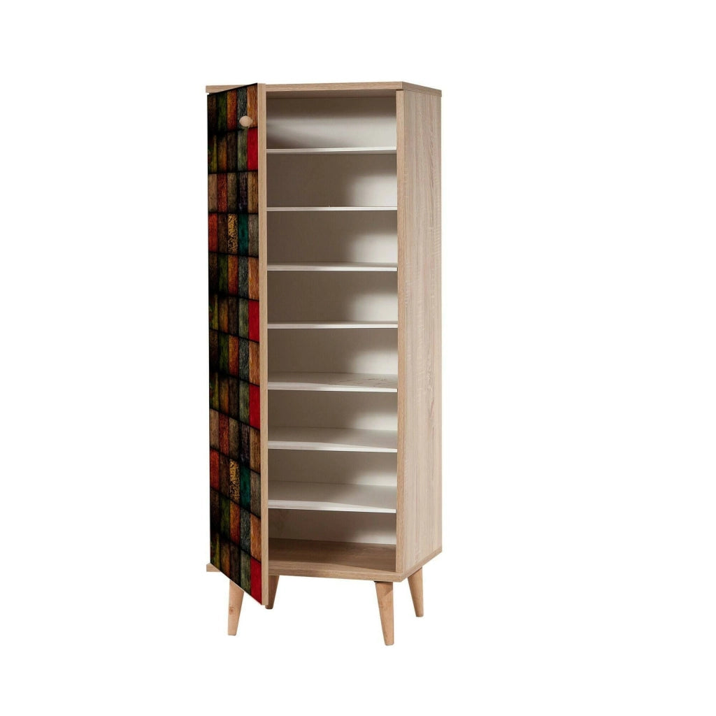 Podgorica, Mobile da Ingresso 16 Paia, 50x38x135h cm Marrone Quercia