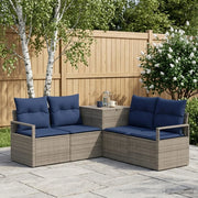 Set di divani 5 pz Grigio e Blu Navy Rattan sintetico e Acciaio 3447799