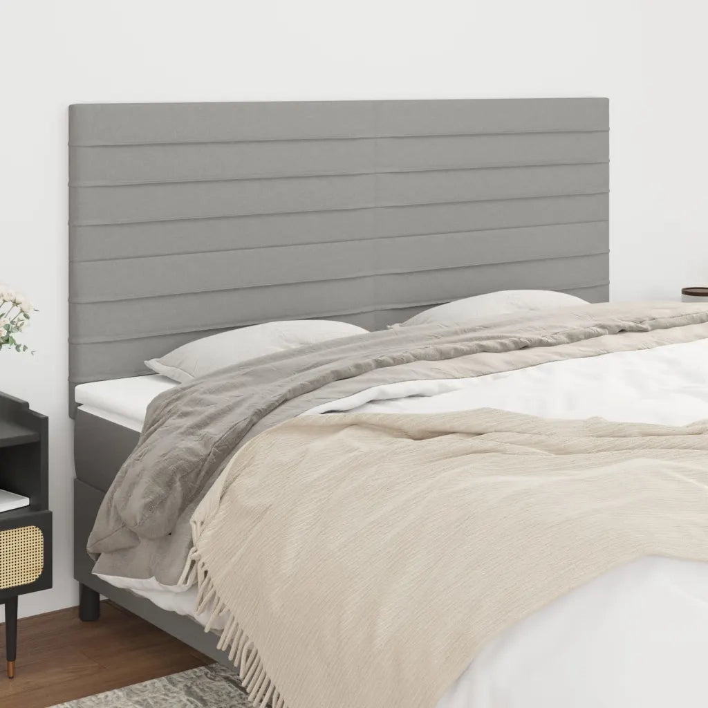 Testiera-Testata Decorativa Grigio Chiaro 200x5x118/128 cm Tessuto 334448