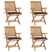 Sedie da Giardino Pieghevoli con Cuscini 4 pz Massello di Teak cod mxl 72153