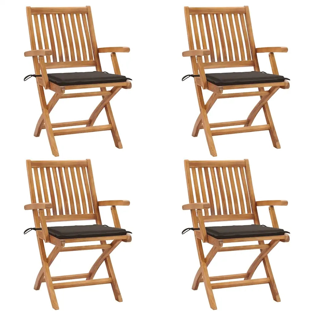 Sedie da Giardino Pieghevoli con Cuscini 4 pz Massello di Teak cod mxl 72153