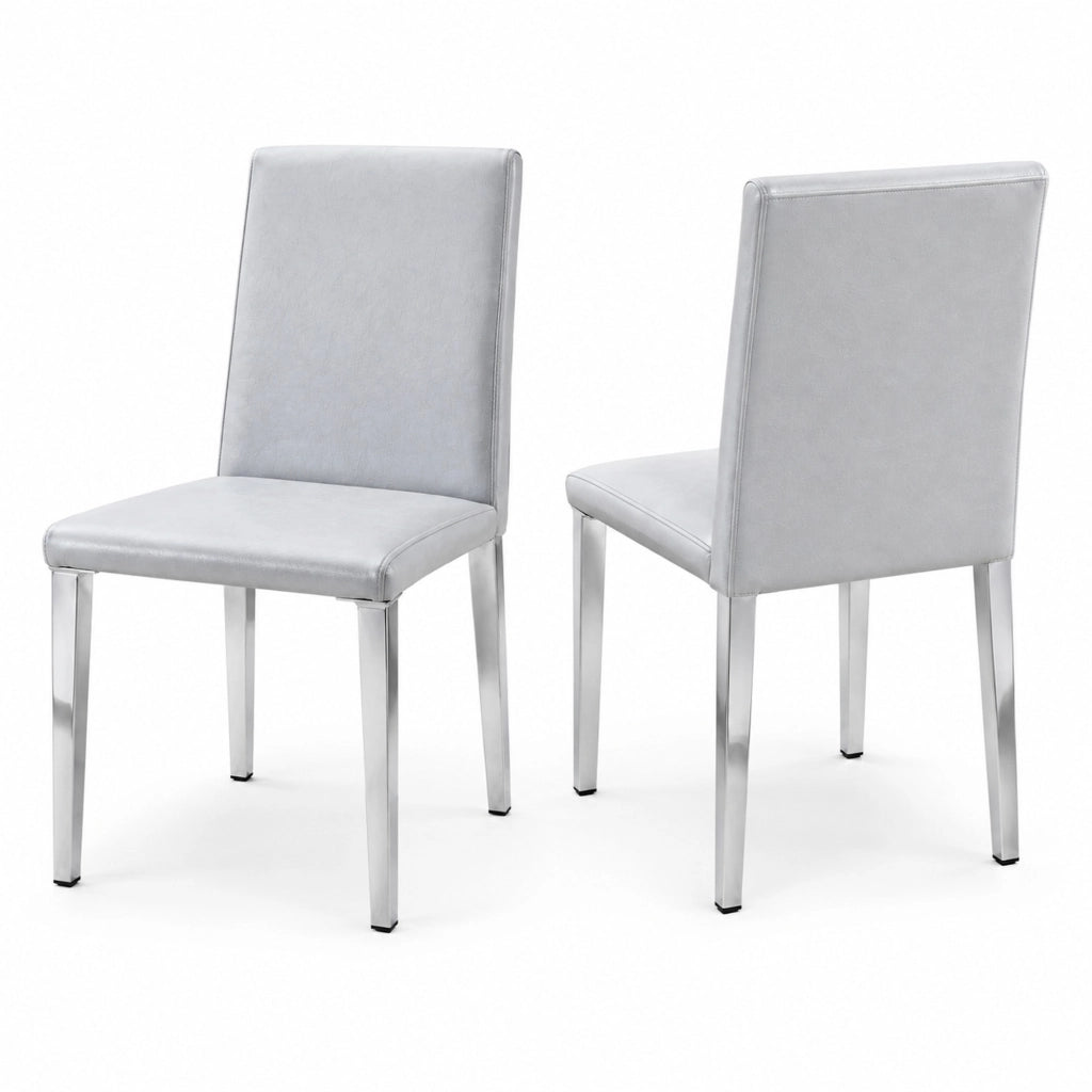 Set di 2 sedie da pranzo grigio chiaro e argento
