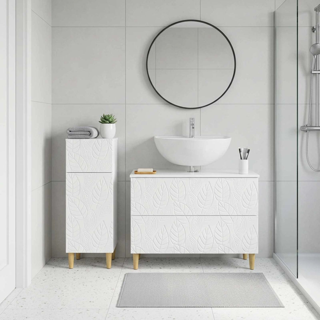 Set di Armadi da Bagno da 2 Pezzi DELFT Bianco Lucido 3417706