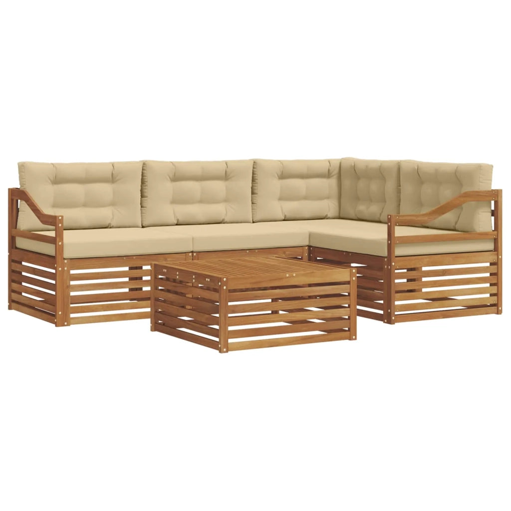 Set di divani da esterno con cuscino 5 pcs Naturale e Beige
