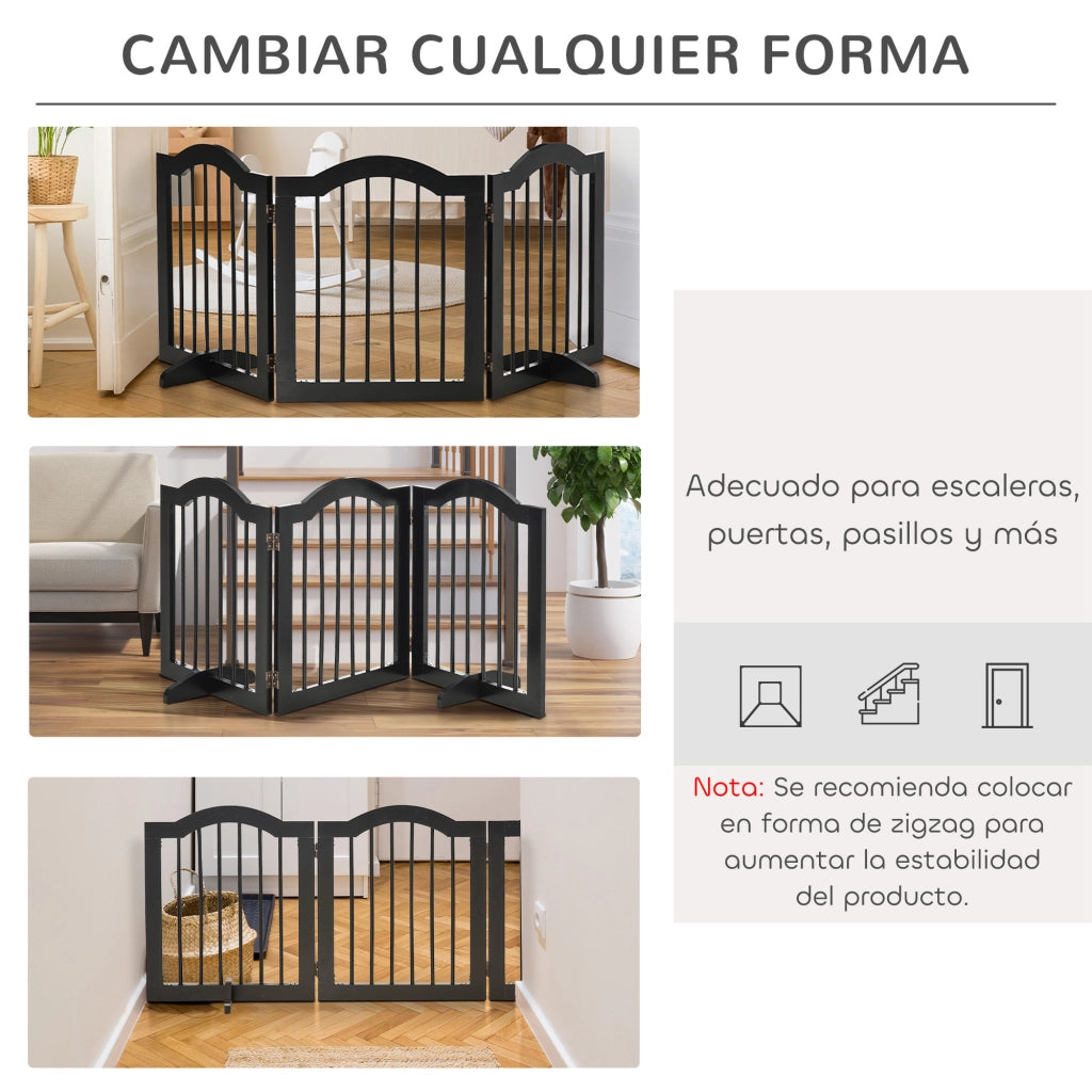 Barriera di Sicurezza per Cani Pieghevole 3 Pannelli ¨C Zephmum ¨C 154.5x29.5x61 cm Nero