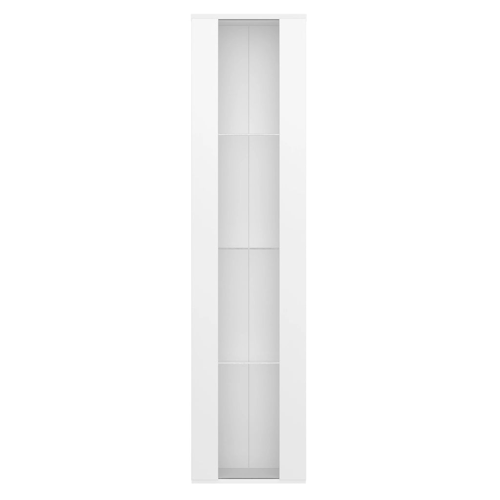 Vetrina multifunzionale bianca 40 x 29 x 170 cm con 4 livelli, illuminazione LED RGB controllata da app e montaggio a parete