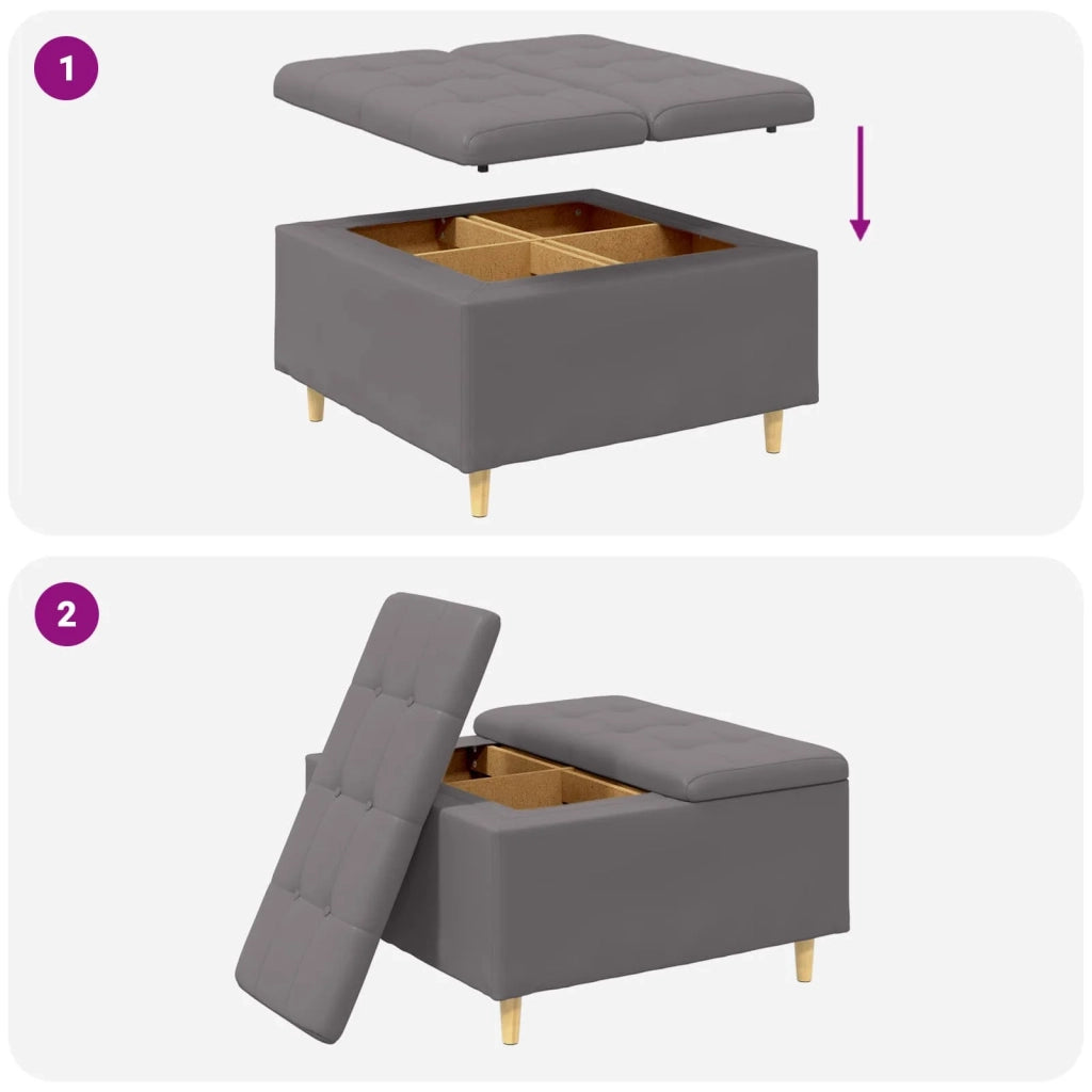 Pouf contenitore Grigio 80 x 80 x 45 cm Pelle sintetica