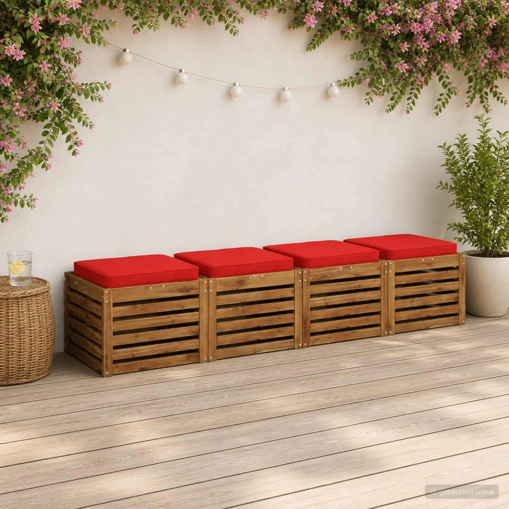 Cuscini per Sedia in 4 Pezzi VUGHT 4 pz 100% Poliestere Rosso 946234