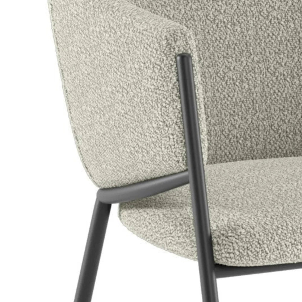 Set di 2 sedie da pranzo imbottite in tessuto grigio chiaro Duna con struttura in metallo facili da pulire | Duzzle