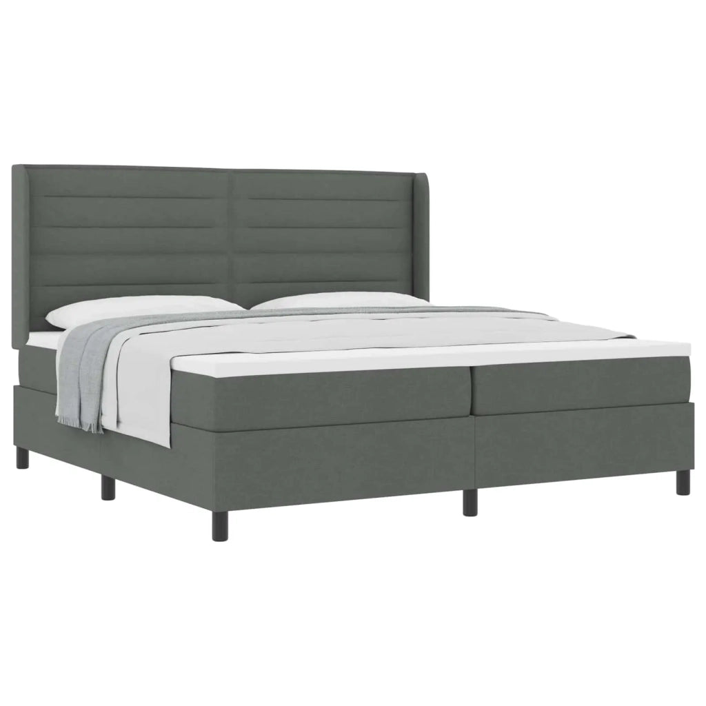 Letto a molle con materasso Grigio scuro 200 x 200 cm Tessuto