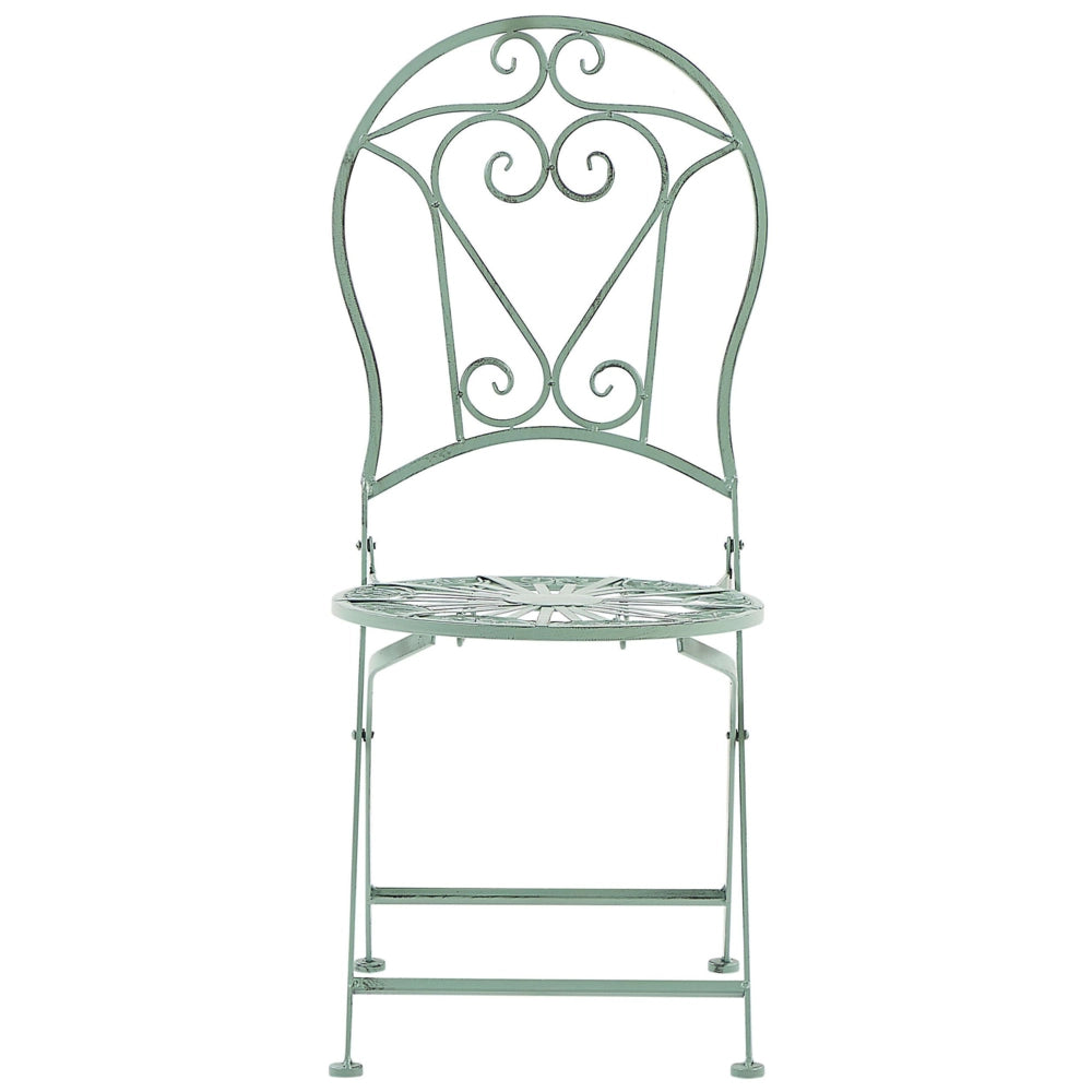 Set da bistrot per esterni in metallo verde 2 sedie pieghevoli Set da balcone decorativo da tavola rotonda