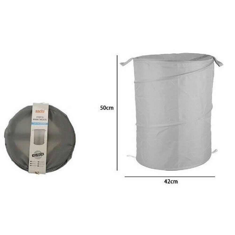 Trade Shop - Cesto Contenitore Porta Biancheria Bucato Giochi Pieghevole 42x50cm Grigio 79855 -